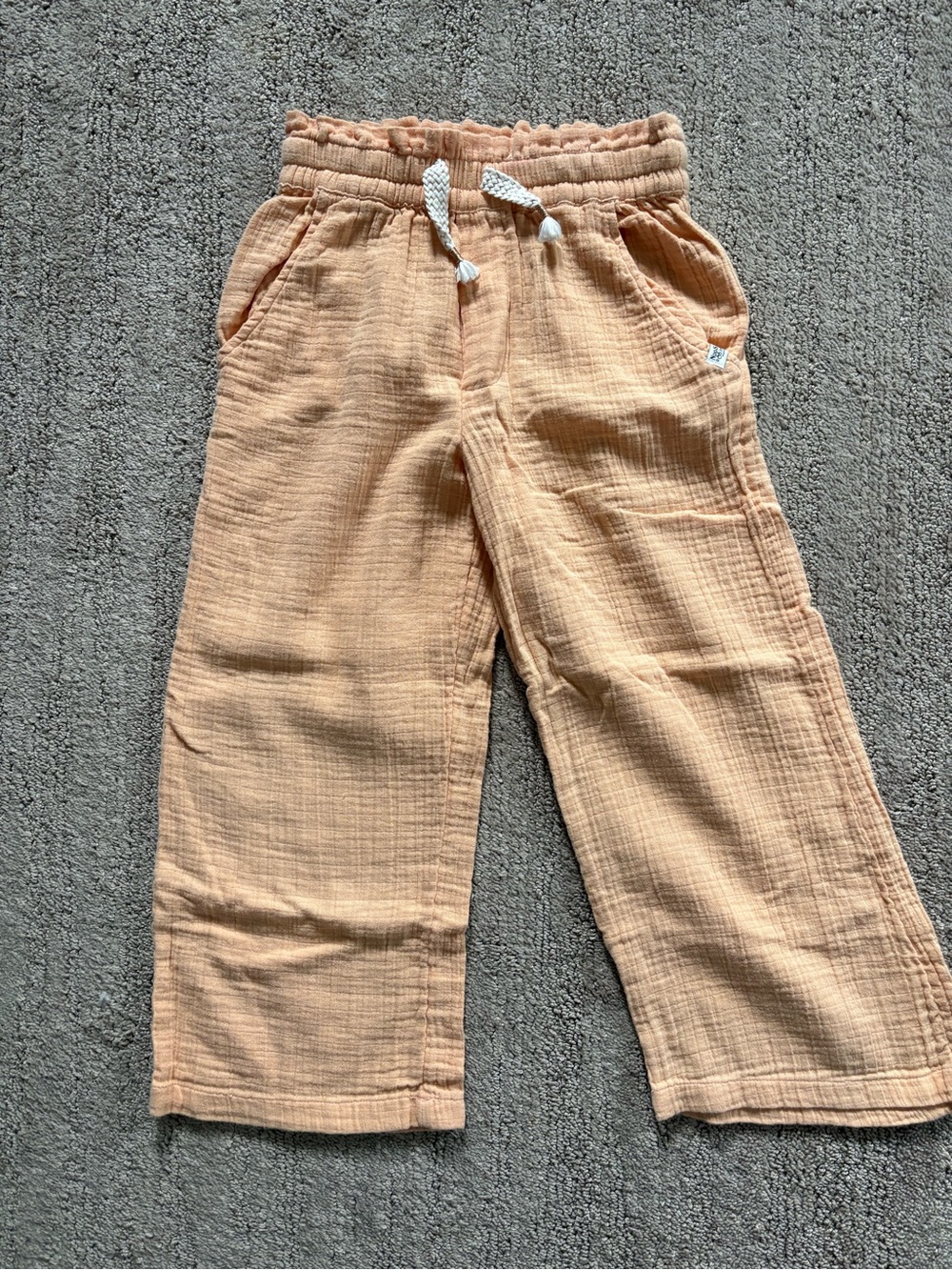 Noppies peach 5-6T Drawstring Cotton Pants
